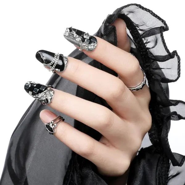 Adjustable Silver Nail Armor Ring Set - Image 5