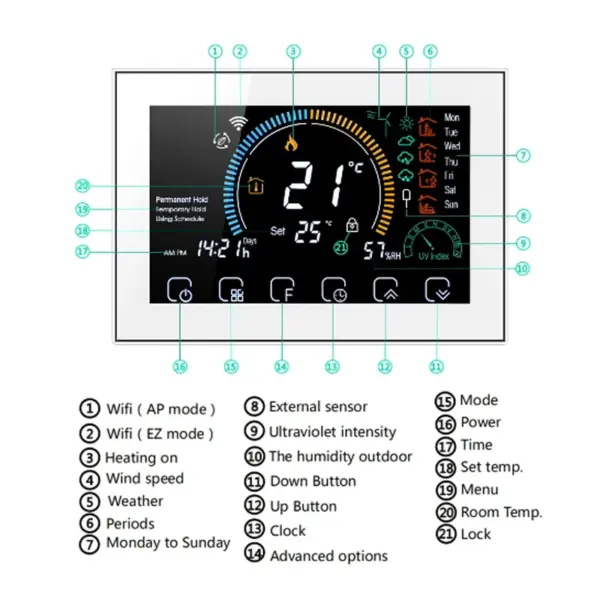 Wi-Fi Smart Thermostat with Color LCD Display - Image 3