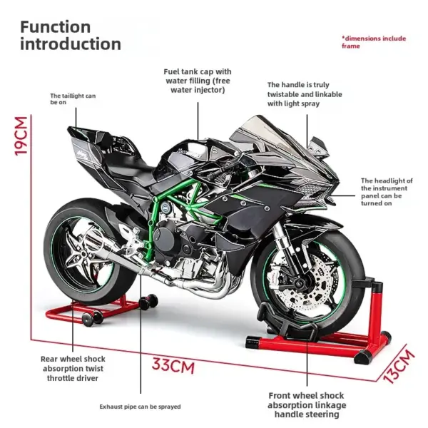 Diecast Kawasaki H2R 1:6 Scale Toy Motorcycle - Image 6