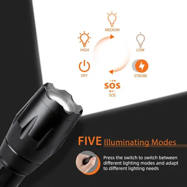 High Power LED Flashlight with 5 Modes - Image 3