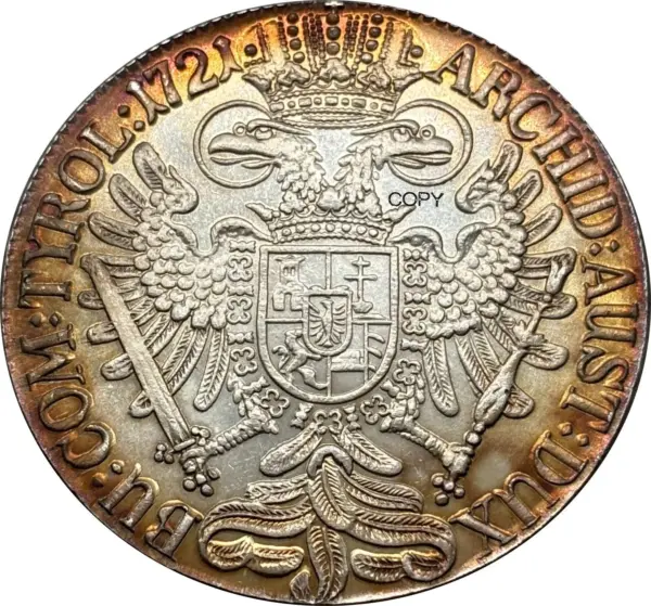 Austrian Empire 1721 Charles VI Thaler Replica - Image 6