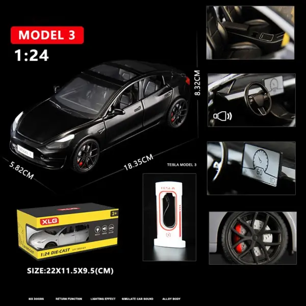 1:24 Tesla Model 3 Diecast Metal Car - Image 12