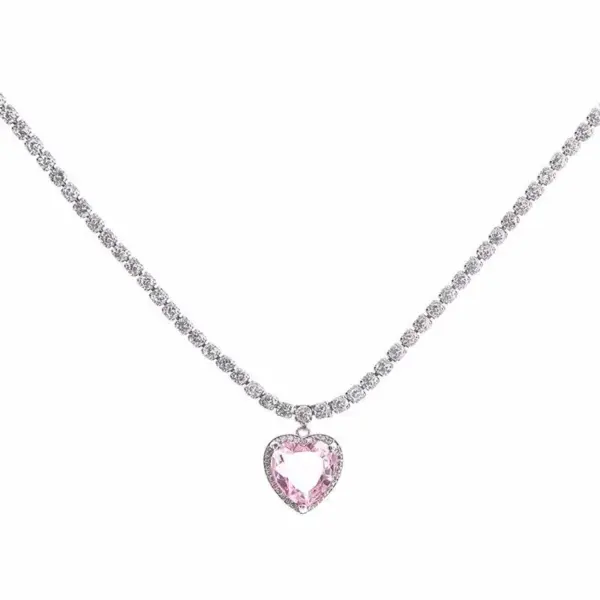 Pink Heart Pendant Necklace for Women - Image 6