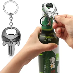 Vintage Skull Metal Keychain Bottle Opener