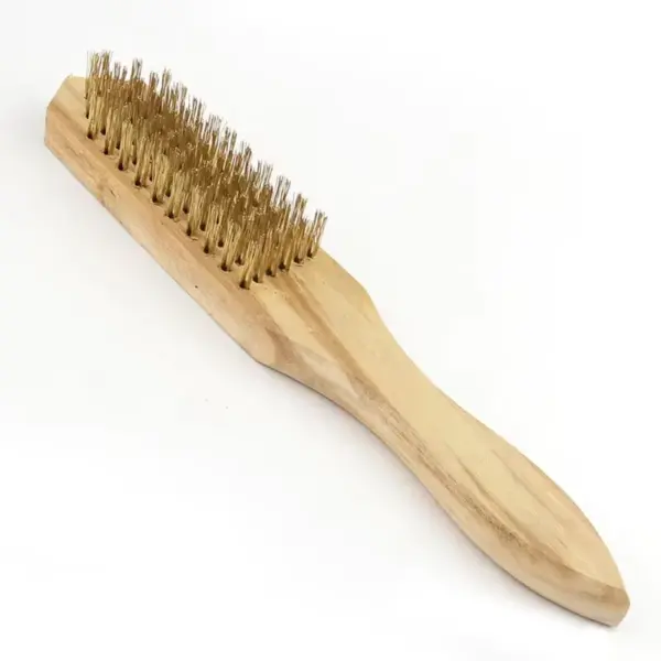 Wooden Handle Copper Plated Wire Brush - Image 5