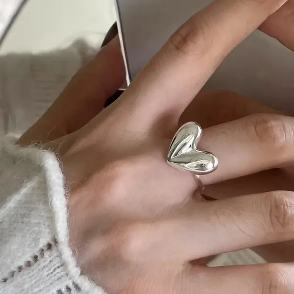 Silver Smiley Face Adjustable Ring for Women - Image 11