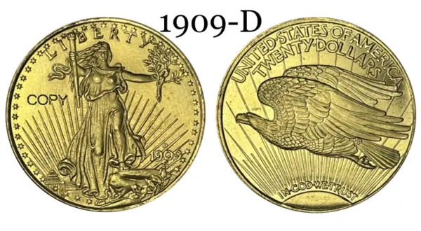 20 Twenty Coin Saint Gaudens Commemorative Replica - Image 8