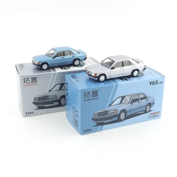 Benz 190E Blue Diecast Model Car 1:64 - Image 2