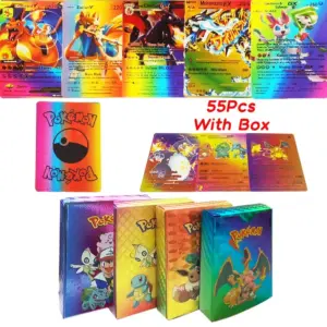 55-Pack Colorful Pokémon Gold Foil Cards Set
