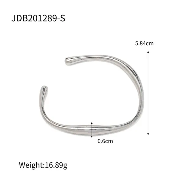 Trendy Stainless Steel Geometric Bangle Bracelet - Image 18