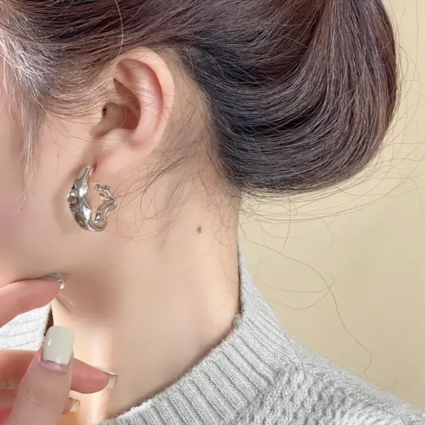 Geometric Metal Drop Earrings for Women - Image 2