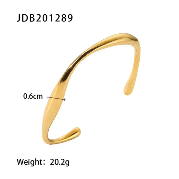 Trendy Stainless Steel Geometric Bangle Bracelet - Image 10