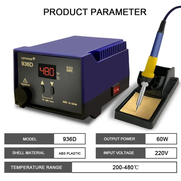 60W Digital Soldering Iron 936D for BGA Repair - Image 3