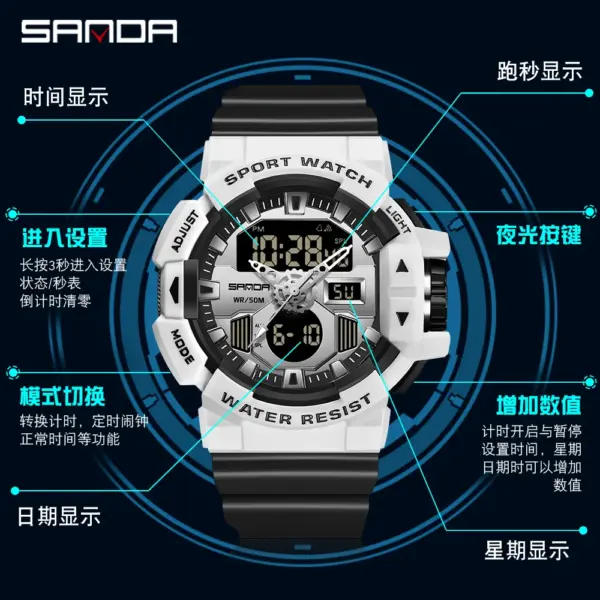 SANDA 3129 Military Sport Quartz Wrist Watch - Image 3