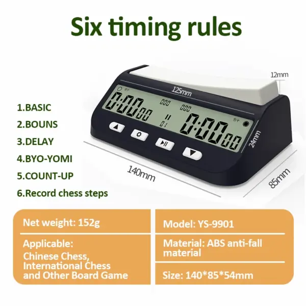 YS9901/YS902 Digital Chess Timer Stopwatch - Image 3
