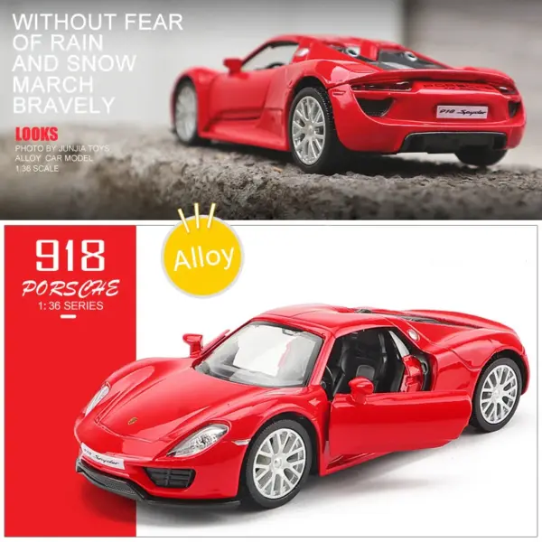 1:36 Porsche 918 Alloy Diecast Car Model - Image 10