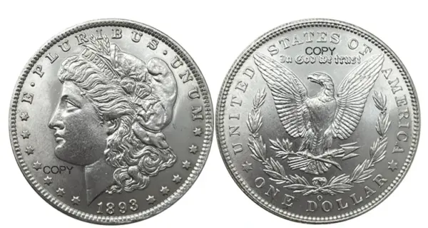 1893 O Morgan Silver Plated Commemorative Coin - Image 9