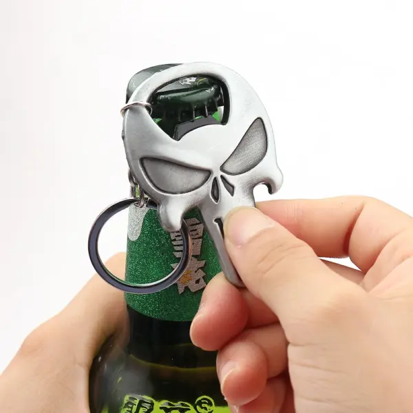 Vintage Skull Metal Keychain Bottle Opener - Image 2