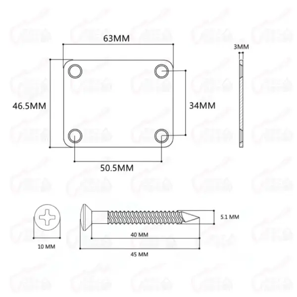 Genuine Kramer Electric Guitar Neck Joint Plate Set - Image 6
