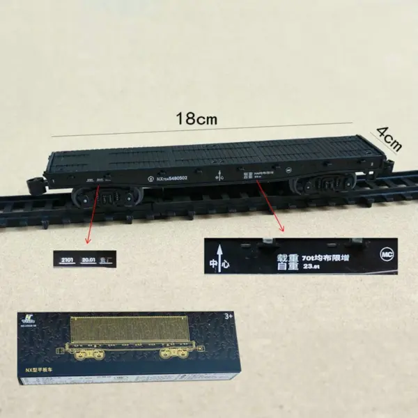 NX70 Black Flatbed Train Carriage Model - Image 6