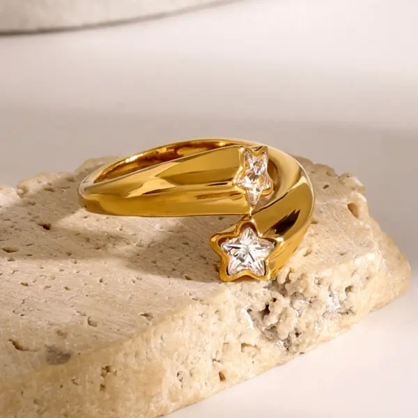 Asymmetric Pentagram Zirconia Ring for Women - Image 2