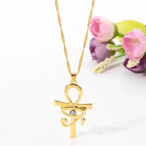 Eye of Horus Gold Ankh Pendant Necklace - Image 4