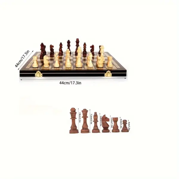 Wooden Folding Chess Set with Felt Board - Image 2