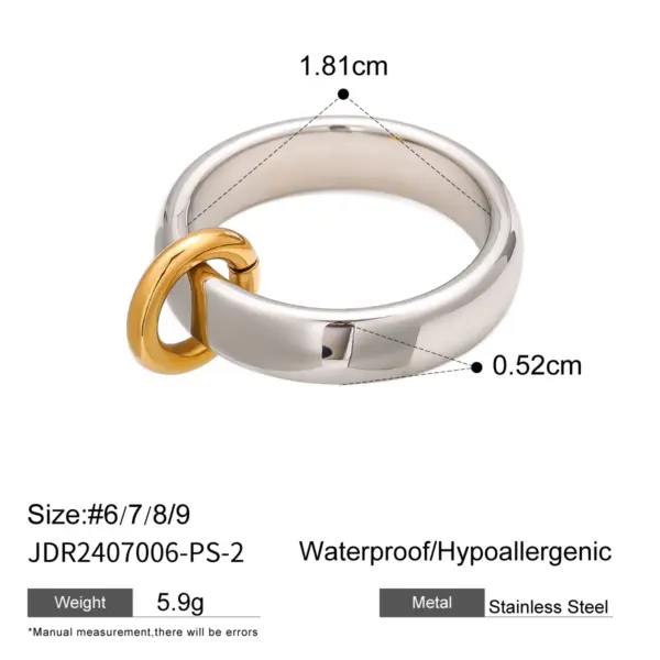 Gold and Silver Geometric Open Ring - Image 13