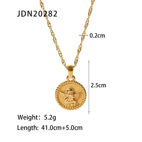 Angel Pendant Necklace with Water-wave Chain - Image 7