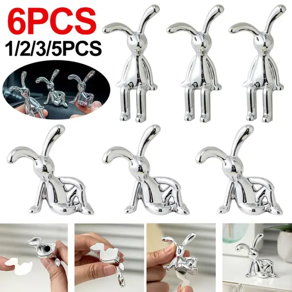 Silver Bunny Decorative Ornament for Home Decor - Image 2