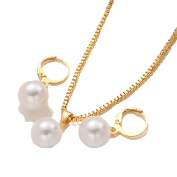 Vintage Pearl Jewelry Set with Earrings and Necklace - Image 6