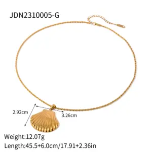 Gold Stainless Steel Shell Pendant Necklace 37 S2b4308d063914dc6a46c0a82692fba94W