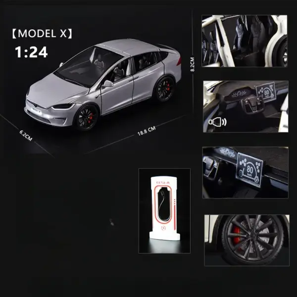 1/24 Scale Diecast Tesla Model X Model Car - Image 8