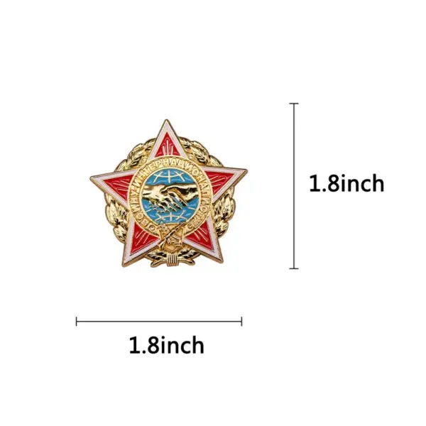 Soviet Red Star Badge Medal Copper Brooch - Image 2