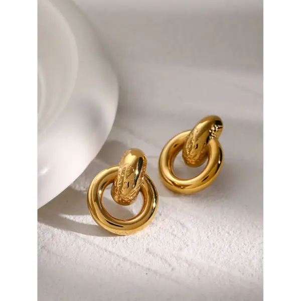 Gold Plated Stainless Steel Twisted Knot Earrings - Image 2
