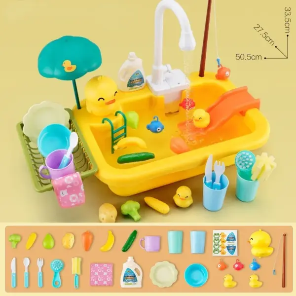 Kids Kitchen Sink Playset with Water Toys - Image 9