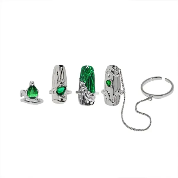 Adjustable Silver Nail Armor Ring Set - Image 8