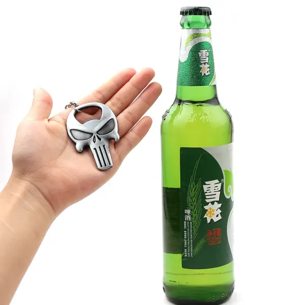 Vintage Skull Metal Keychain Bottle Opener - Image 3