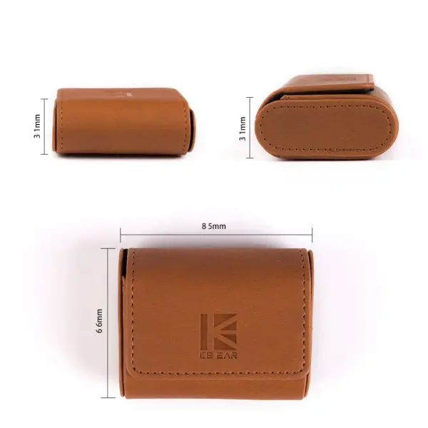 KBEAR Elegant Leather Earphone Case for Earbuds - Image 5