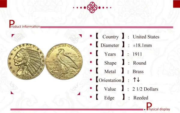 1911 Liberty Eagle Brass Commemorative Coin - Image 6