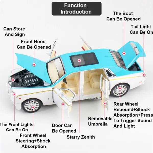 1:24 Scale Rolls Royce Phantom Diecast Model - Image 2