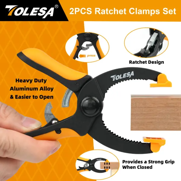 TOLESA 5-Inch Ratcheting Hand Clamps 2PCS - Image 4