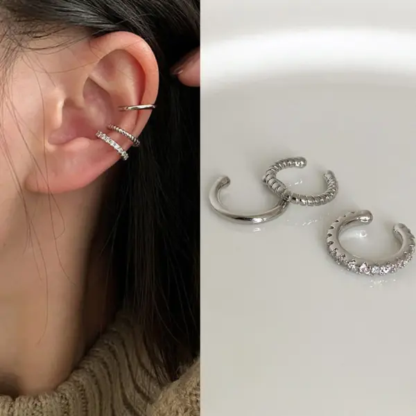 Silver Leaf Clip Earrings Set for Women and Men - Image 14