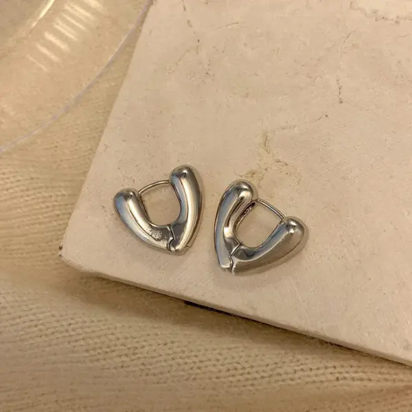 Smooth Metal Chunky Hoop Earrings 72mm x 45mm - Image 14
