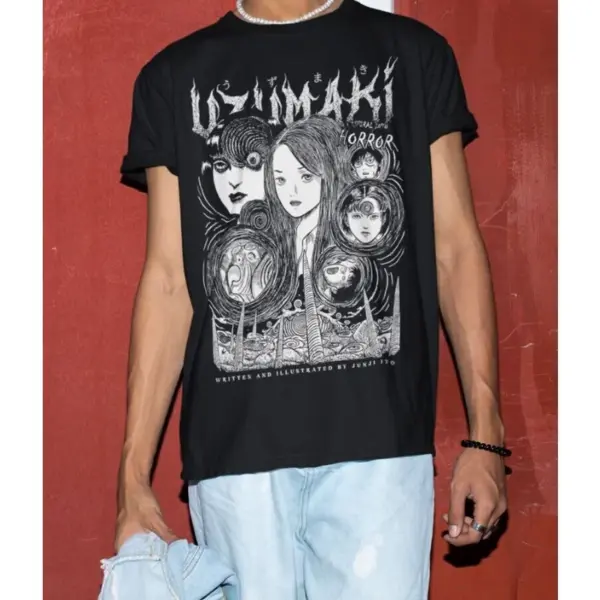 Junji Ito Uzumaki Horror T-Shirt for Men - Image 4