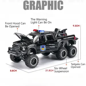 1/28 Raptor F150 Diecast Police Car Model 12 S31e38441524b4f09b88b6b555cc53365b