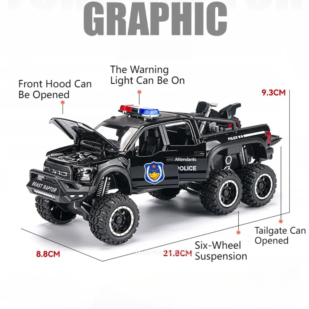 1/28 Raptor F150 Diecast Police Car Model 3 1/28 Raptor F150 Diecast Police Car Model - Image 3