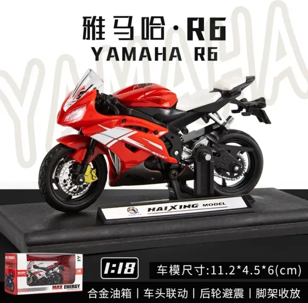 Yamaha R6 1:18 Diecast Motorcycle Model - Image 6