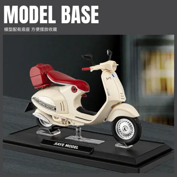 1:12 Scale Diecast Vespa 946 Motorcycle Model - Image 3