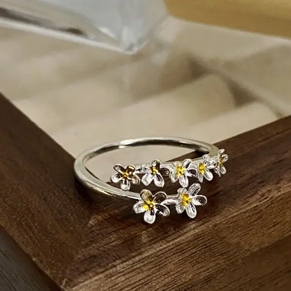 Silver Smiley Face Adjustable Ring for Women - Image 8